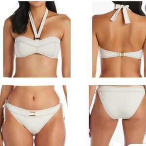 Bleu Rod Beattie Womens Fine Line Halter Bikini Top and Side Ties Bottom Size 10